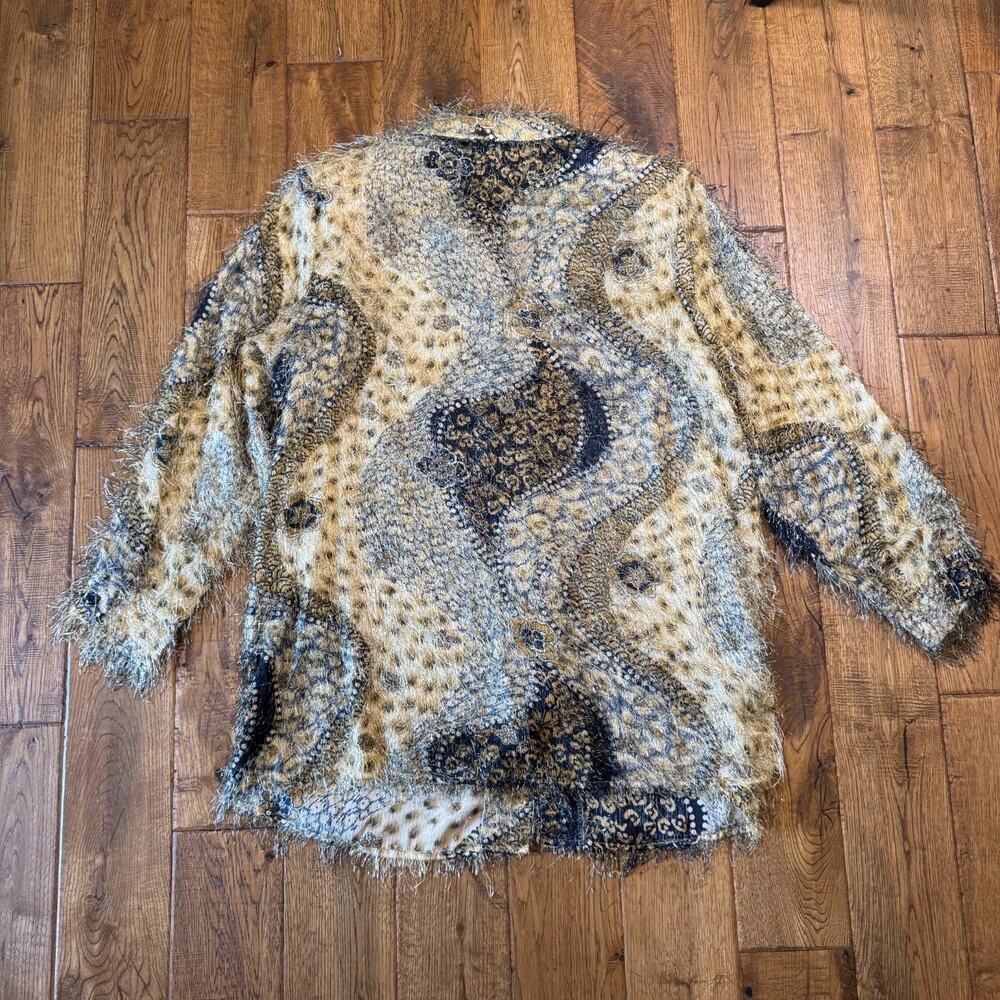 Giorgio Fiorlini Plus Collection Button Up Shirt Tunic Jungle Print Fuzzy Sz 16 - Picture 6 of 7